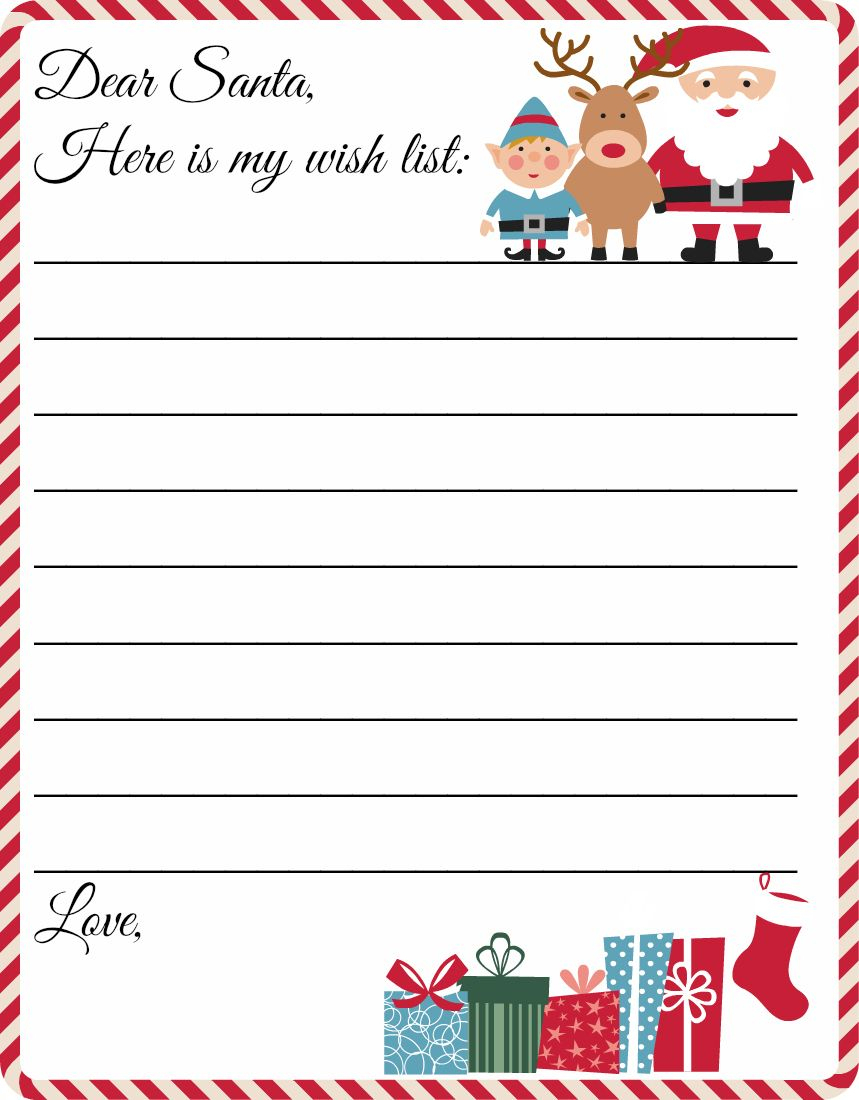 Free Printable Letter To Santa Template ~ Cute Christmas Wish List - Free Printable Christmas Letterhead