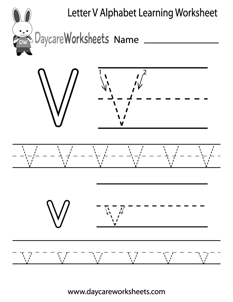 Free Printable Letter V Alphabet Learning Worksheet For Preschool - Free Printable Learning Pages