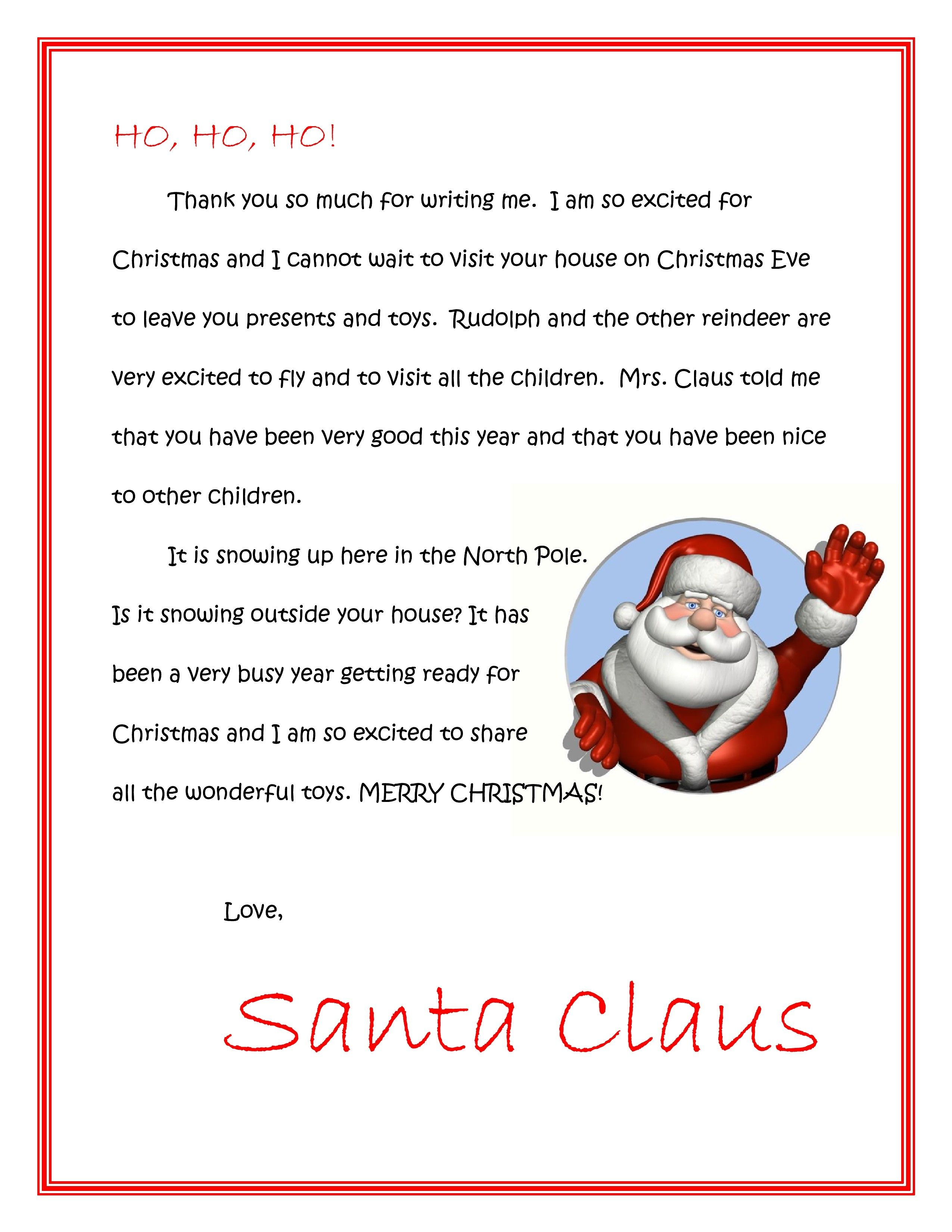 Free Printable Letters From Santa Or Letters To Santa, Downloadable - Free Printable Christmas Letters