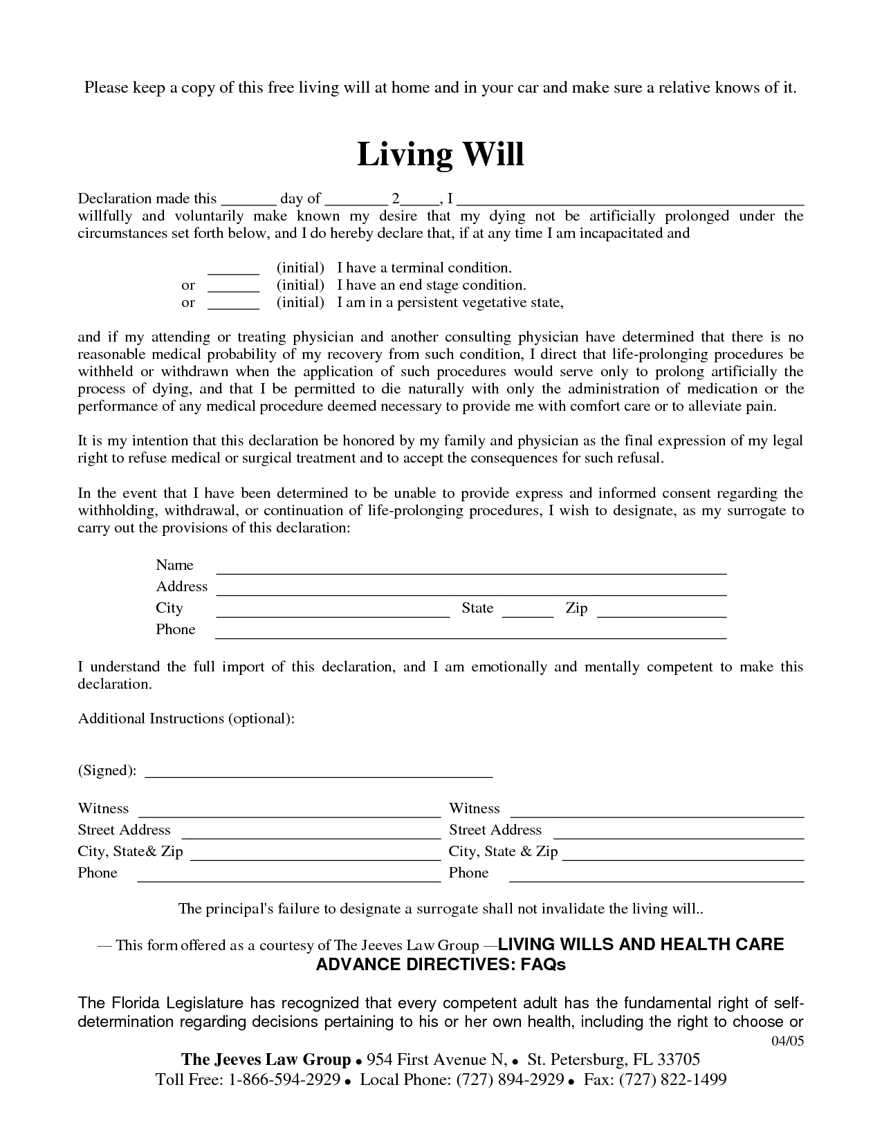 Free Printable Living Will Form Louisiana - 7.11.hus-Noorderpad.de • - Free Printable Living Will Forms Florida