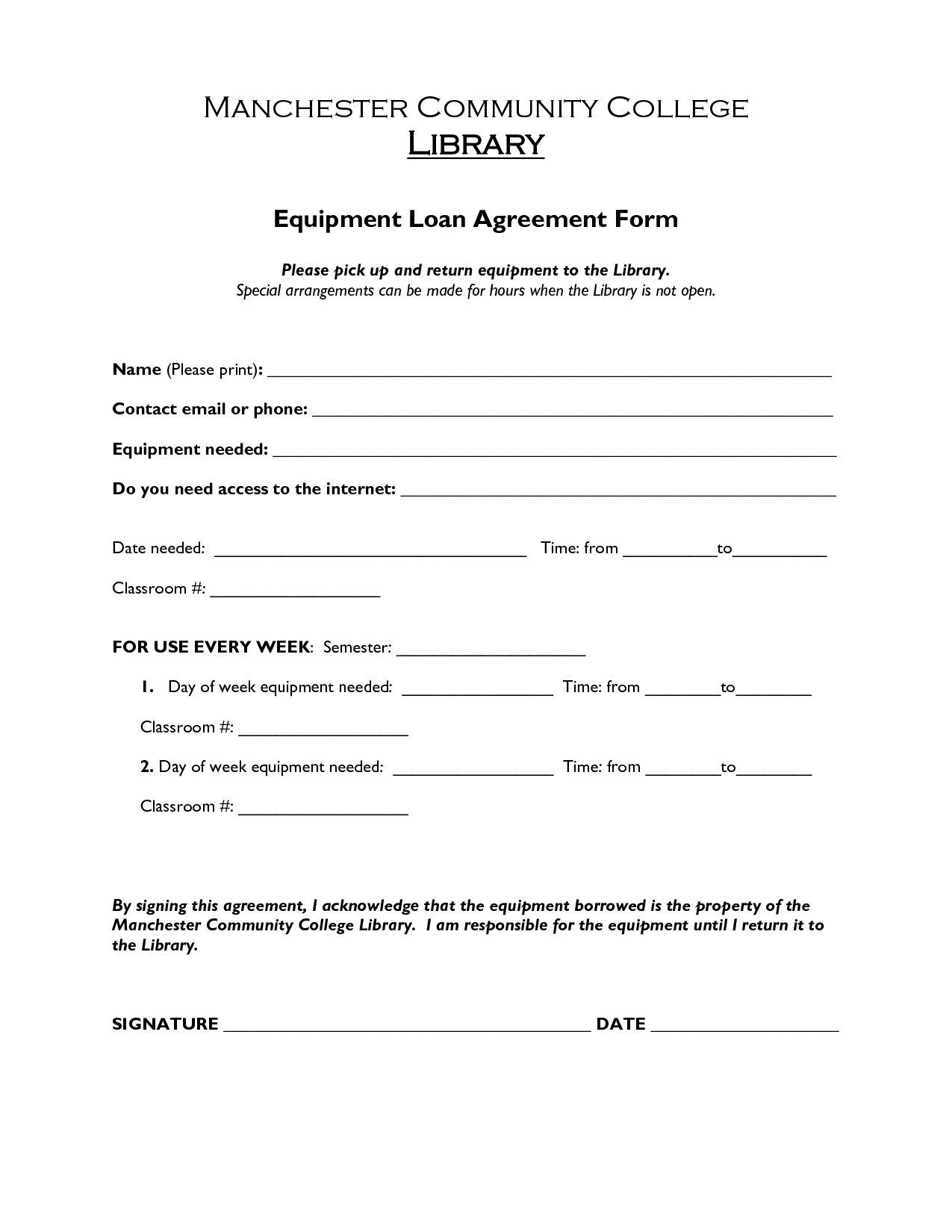 Free Printable Loan Agreement Form Form (Generic) Throughout - Free Printable Loan Forms