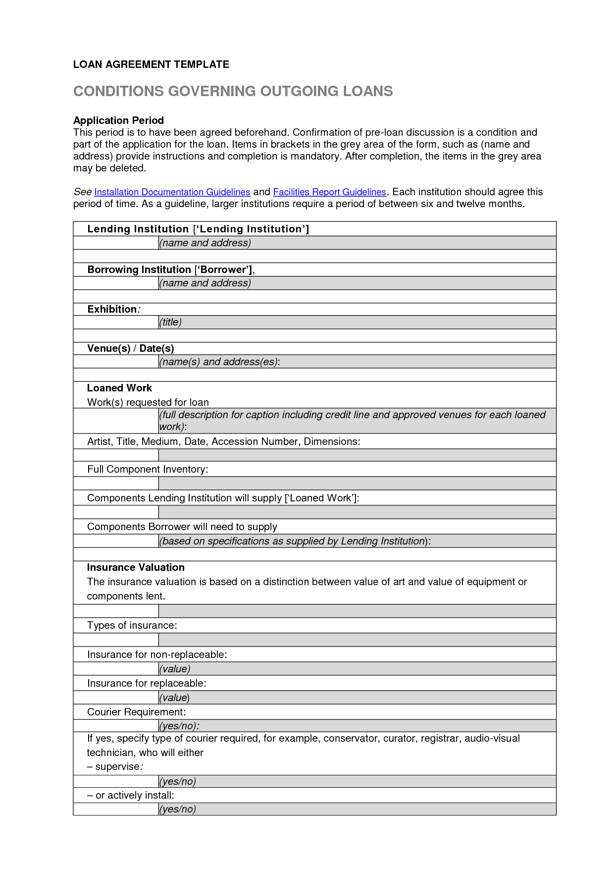 Free Printable Loan Contract Template Form (Generic) With Generic - Free Printable Loan Forms