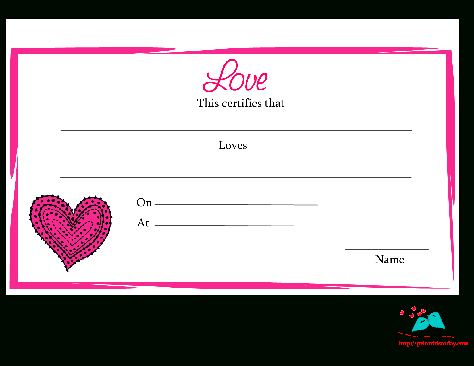 Free Printable Love Certificate | For The Holidays - Free Printable Love Certificates For Him