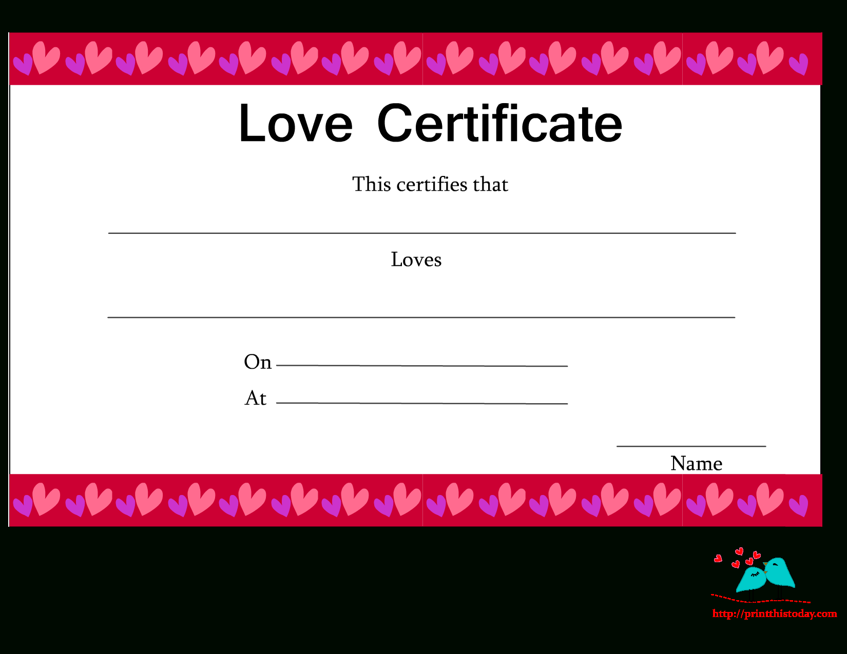 Free Printable Love Certificates - Free Printable Love Certificates For Him