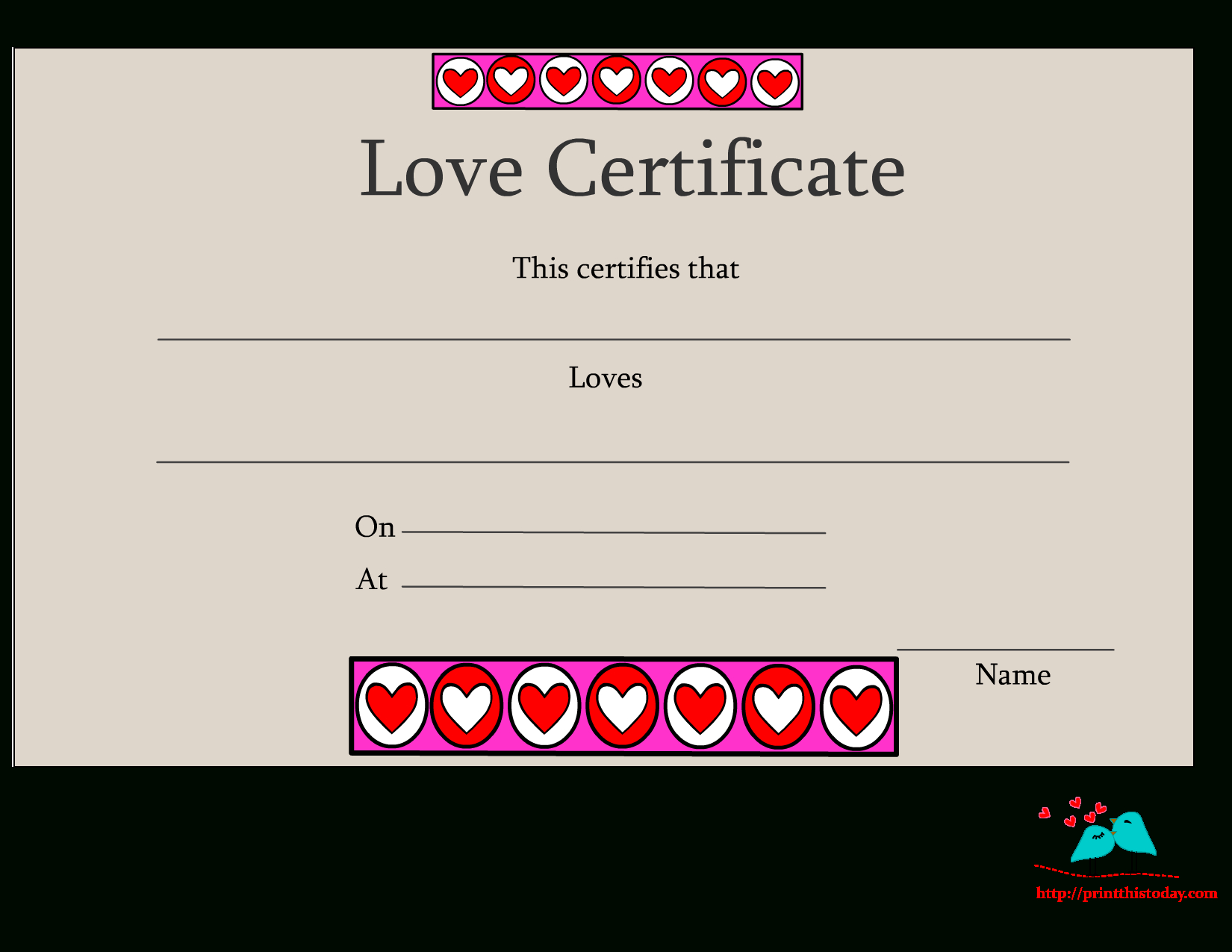 Free Printable Love Certificates - Free Printable Love Certificates For Him