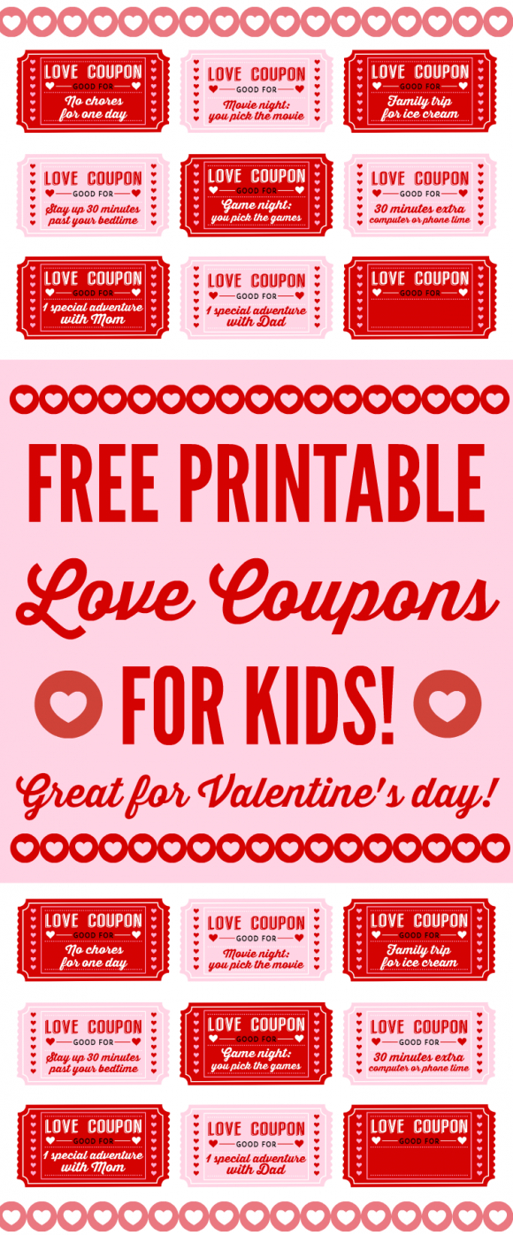 Free Printable Love Coupons For Kids On Valentine&amp;#039;s Day - Free Printable Love Coupons For Wife