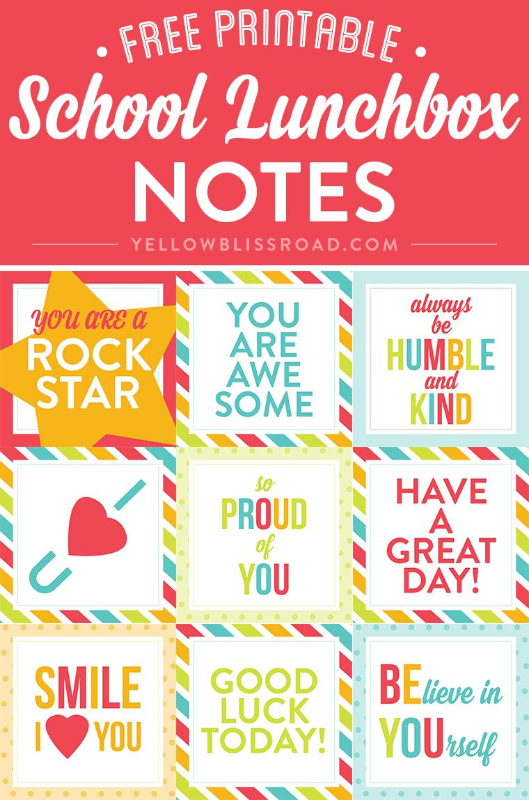 Free Printable Lunch Box Notes | Recognition | Lunch Box Notes - Free Printable Lunchbox Notes