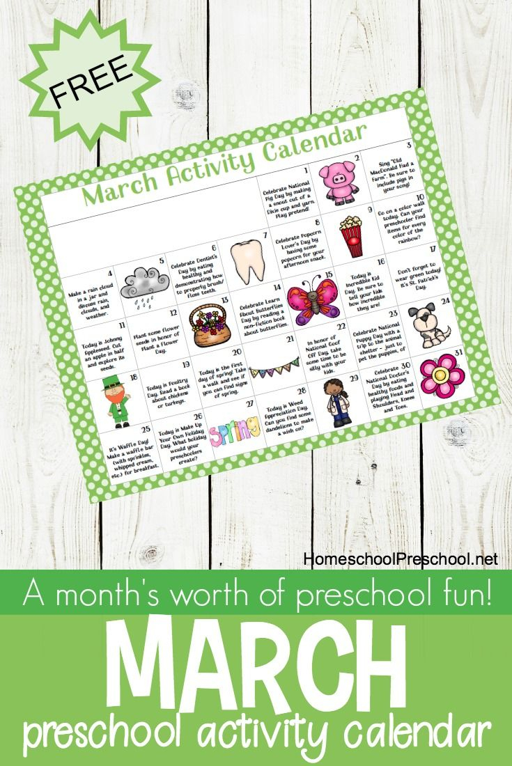 Free Printable March Activity Calendar For Preschoolers | Kid - Free Printable March Activities