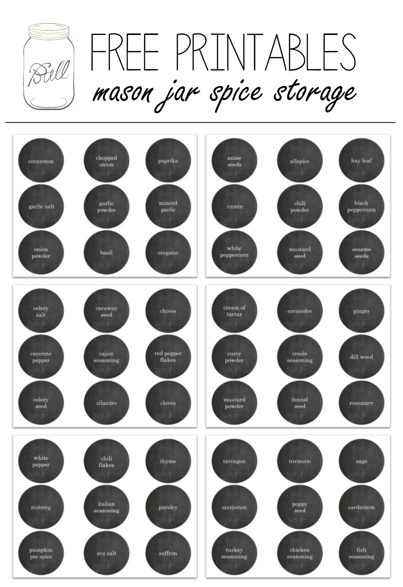 Free Printable Mason Jar Spice Jar Labels - Mason Jar Crafts Love - Free Printable Labels For Jars