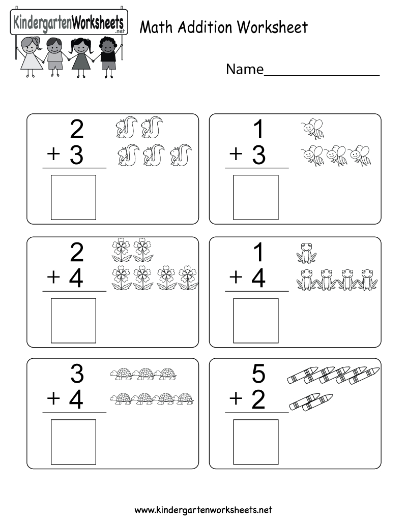 Free Printable Math Addition Worksheet For Kindergarten - Free Printable Math Addition Worksheets For Kindergarten