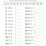 Free Printable Math Sheets Mental Subtraction To 12 2 | Výuka | Math   Year 2 Free Printable Worksheets