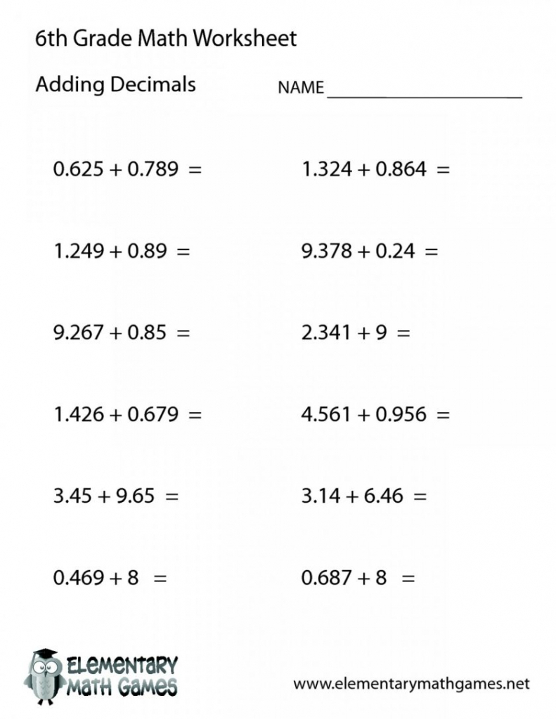 Free Printable Math Worksheets 6Th Grade Order Operations Fun For - Free Printable Math Worksheets For 6Th Grade