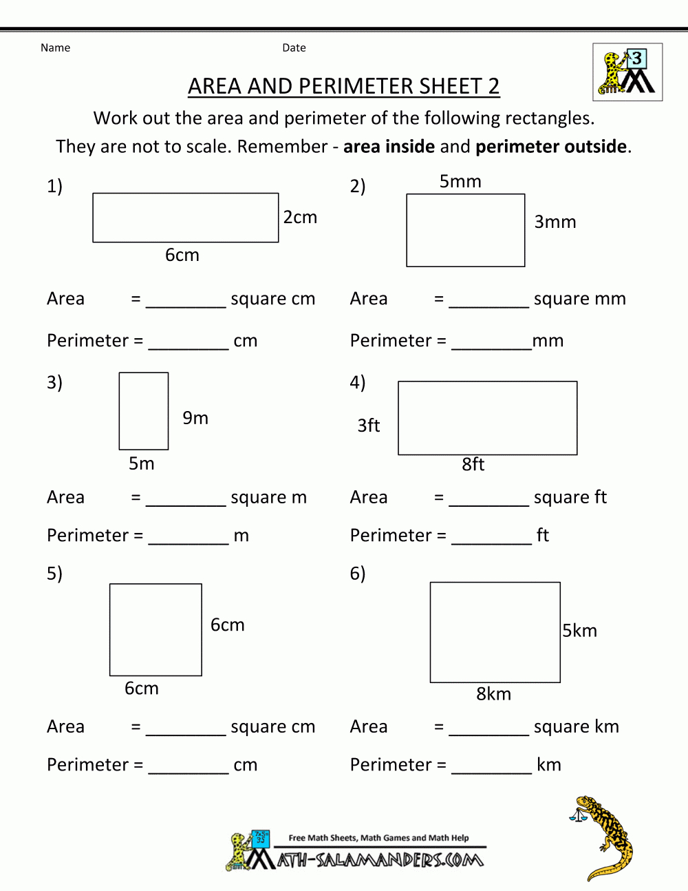 Free Printable Math Worksheets Area Perimeter 2 | Math | Pinterest - Free Printable Time Worksheets For Grade 3