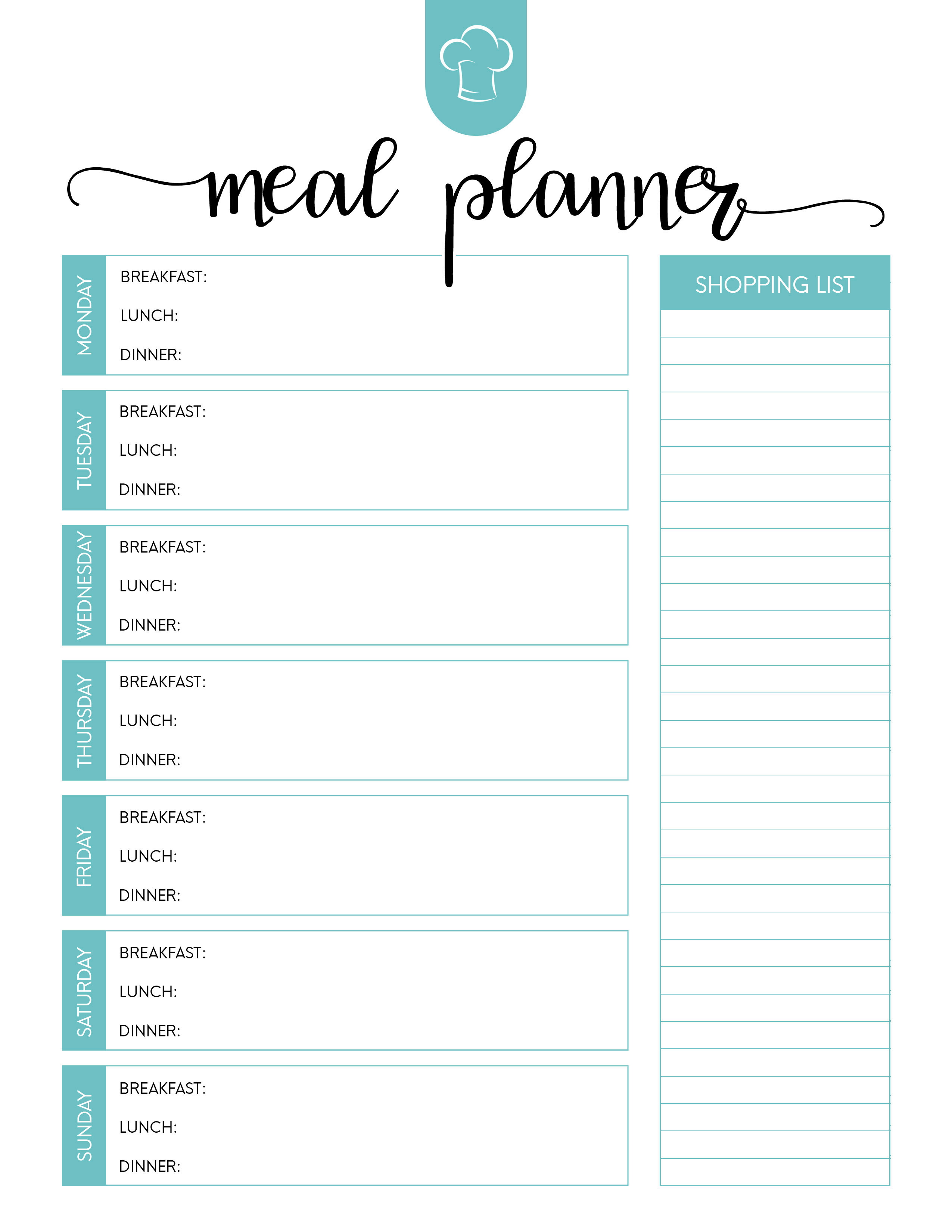 Free Printable Meal Planner Set - The Cottage Market - Free Printable Menu Planner