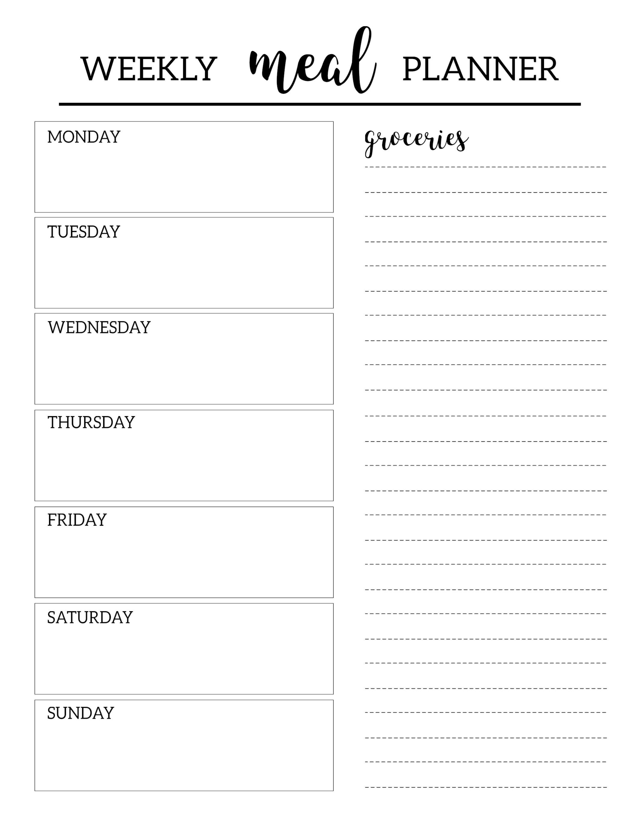 Free Printable Meal Planner Template | Organization | Pinterest - Free Printable Templates