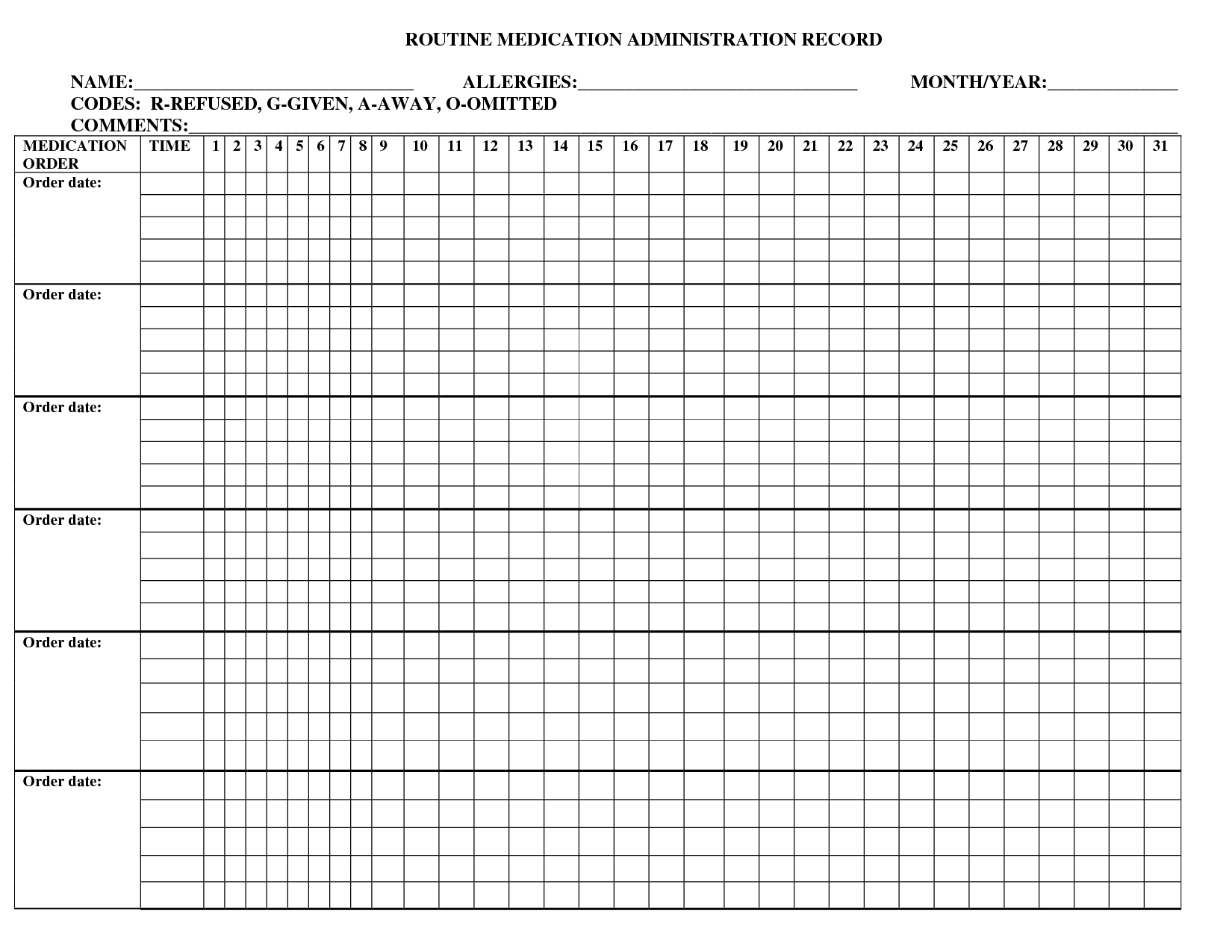 Free Printable Medication Administration Record | Nursing - Free Printable Medication Log Sheet