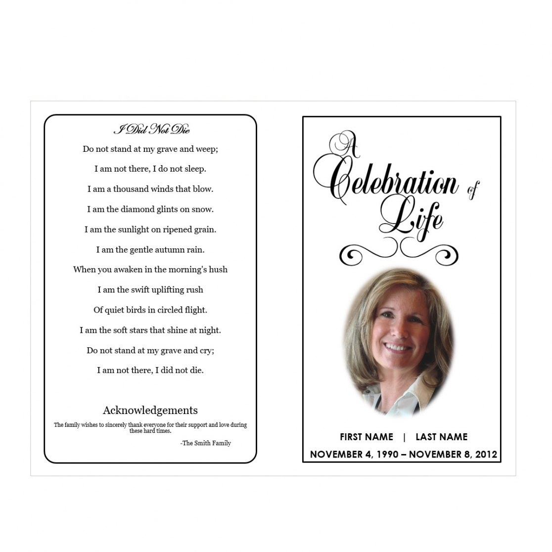 Free Printable Memorial Service Program Template | Penaime - Free Printable Funeral Program Template