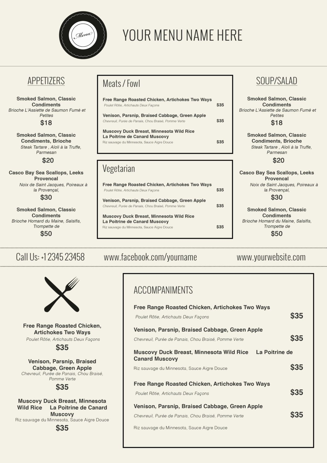 Free Printable Menu Template | Latter Example Template - Free Printable Menu Maker