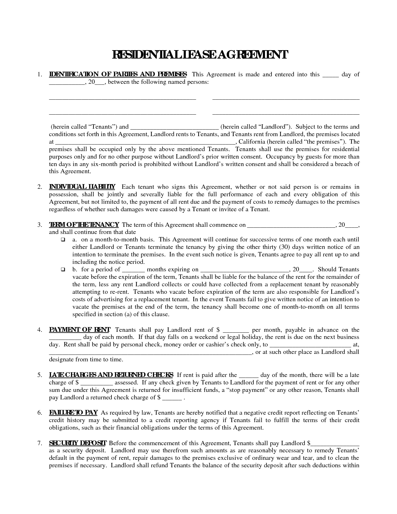 Free Printable Michigan Residential Lease Agreement - 2.9 - Blank Lease Agreement Free Printable