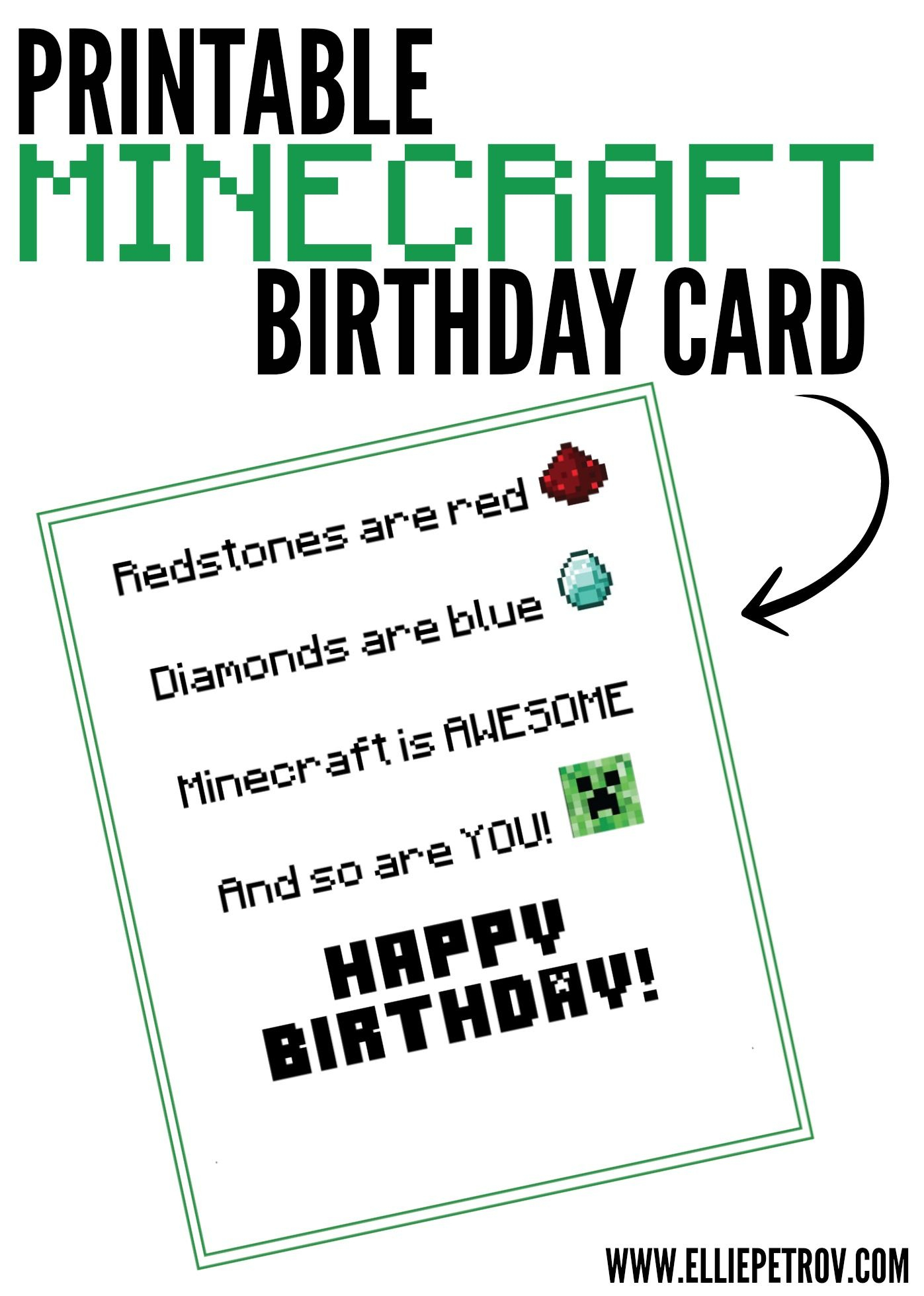 Free Printable Minecraft Birthday Card | Papercrafting | Minecraft - Free Printable Birthday Cards For Dad