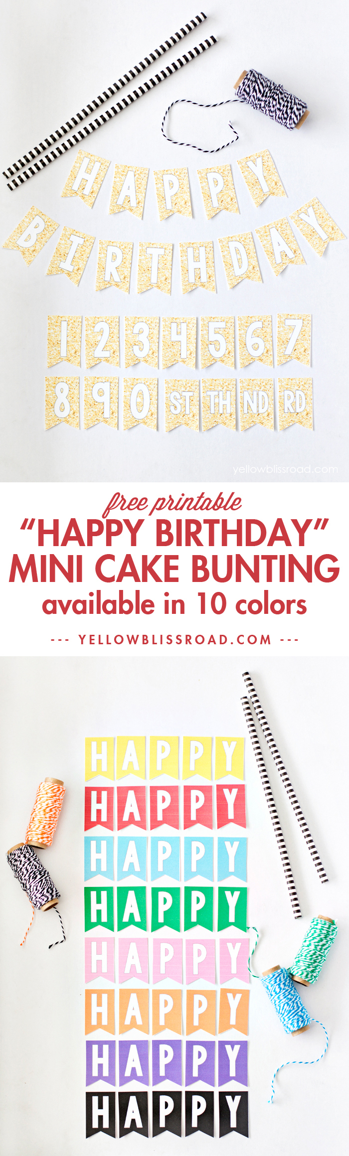 Free Printable Mini Birthday Bunting - Yellow Bliss Road - Free Printable Birthday Cake