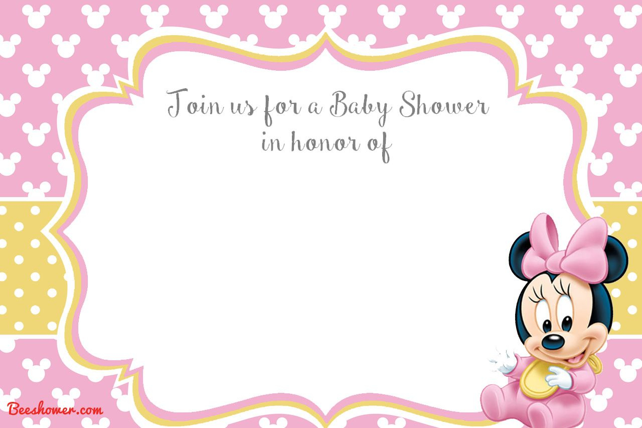 Free Printable Minnie Mouse 1St Invitation | Free Printable - Free Printable Minnie Mouse Baby Shower Invitations