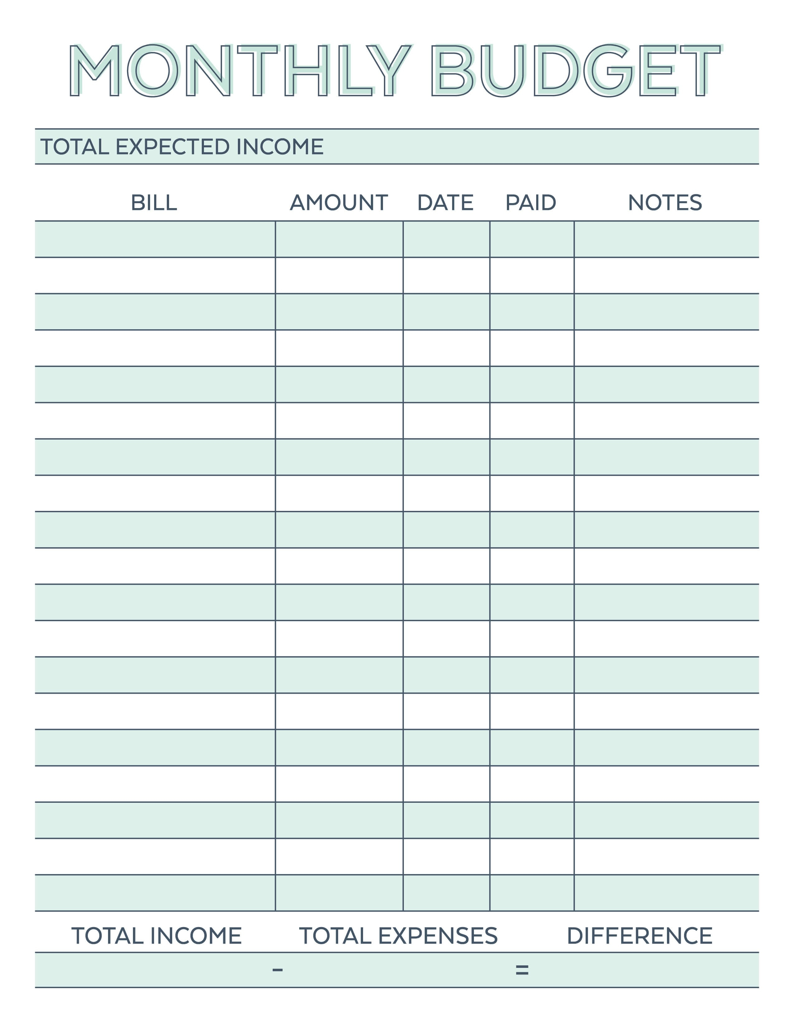Free Printable Monthly Budget Planner Worksheet Free Bill Organizer - Free Printable Bill Planner