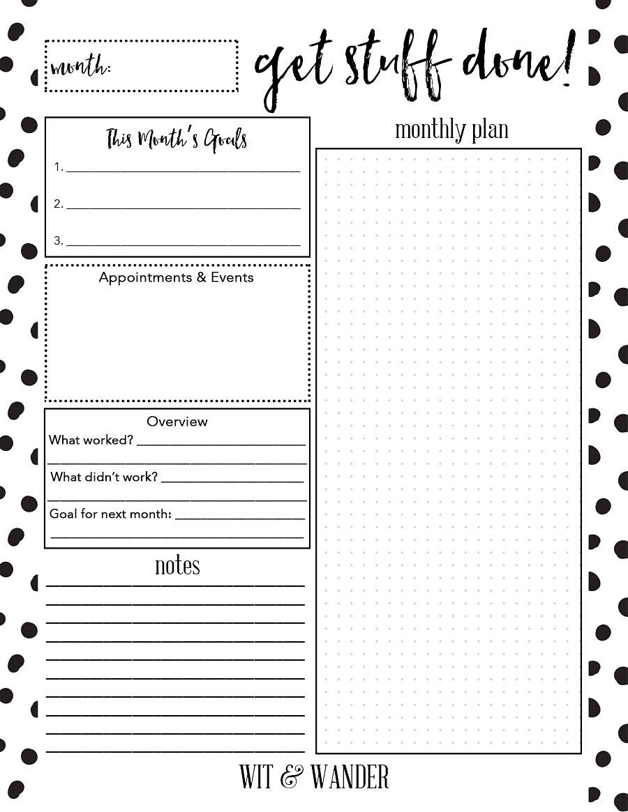 Free Printable Monthly Planner - Our Handcrafted Life - Free Printable Monthly Planner