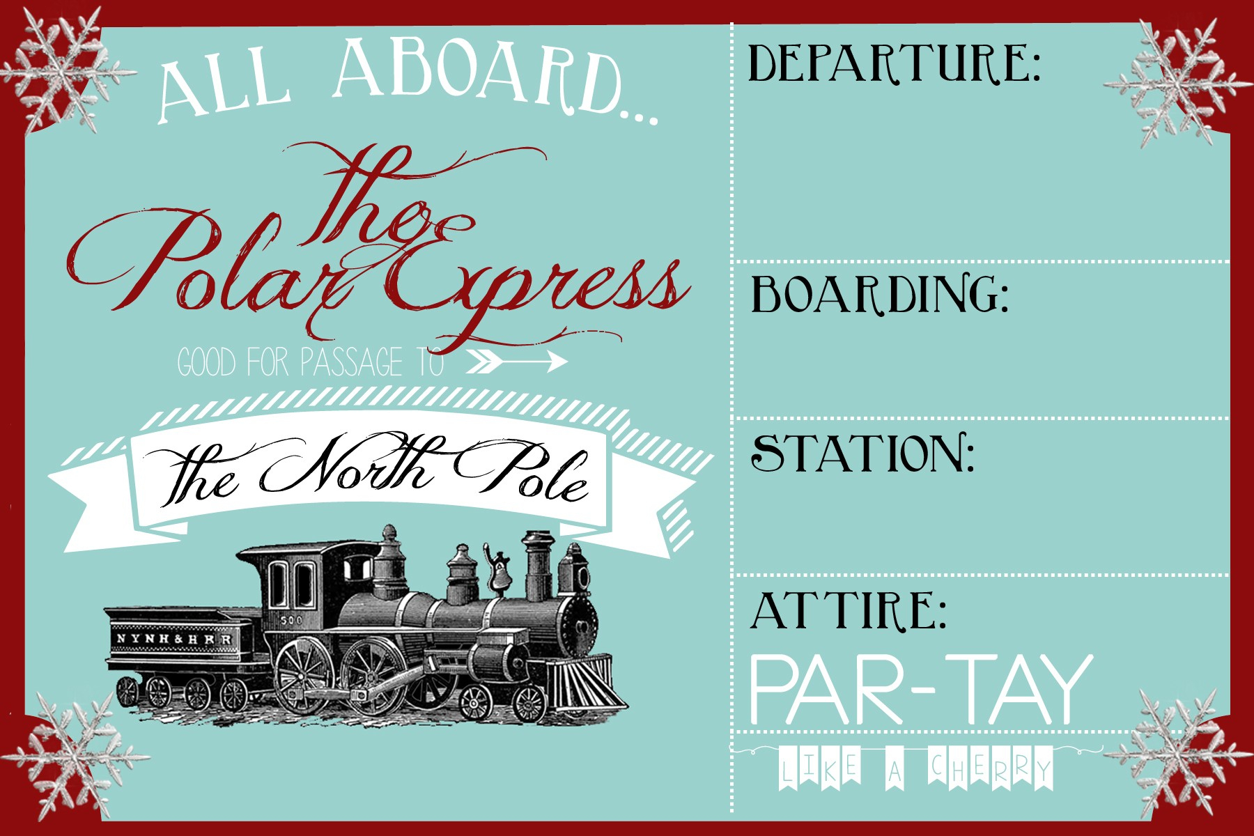Free Printable Movie Tickets Template Polar Express Party Invitation - Free Polar Express Printable Tickets