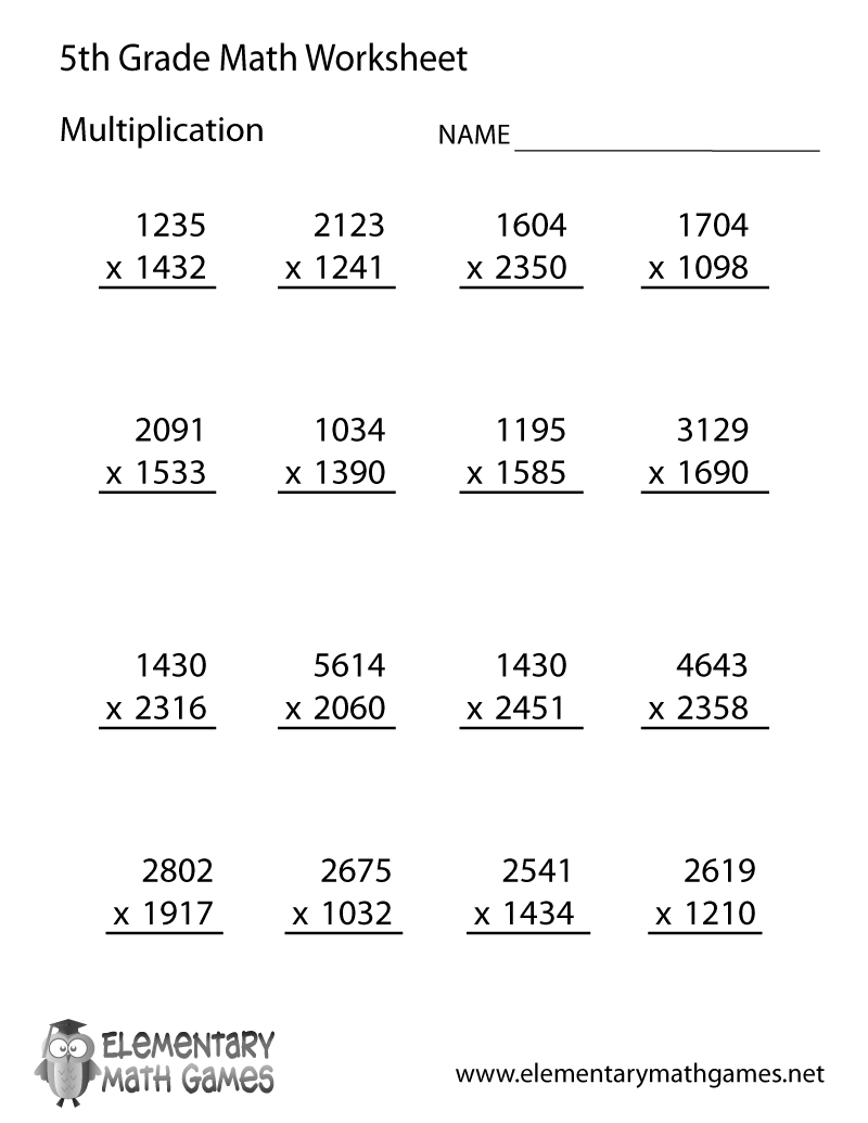 Free Printable Multiplication Worksheet For Fifth Grade - Free Printable Multiplication Worksheets For 5Th Grade