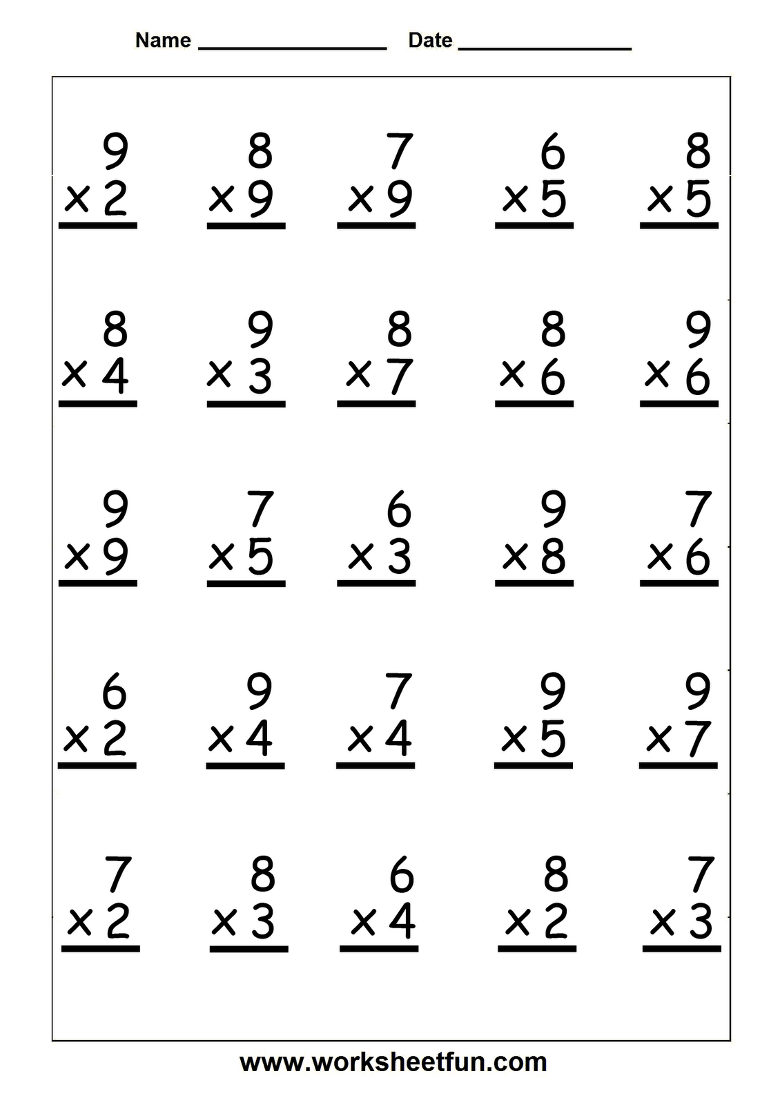 Free Printable Multiplication Worksheets | Multiplication Worksheets - Free Printable Multiplication Worksheets