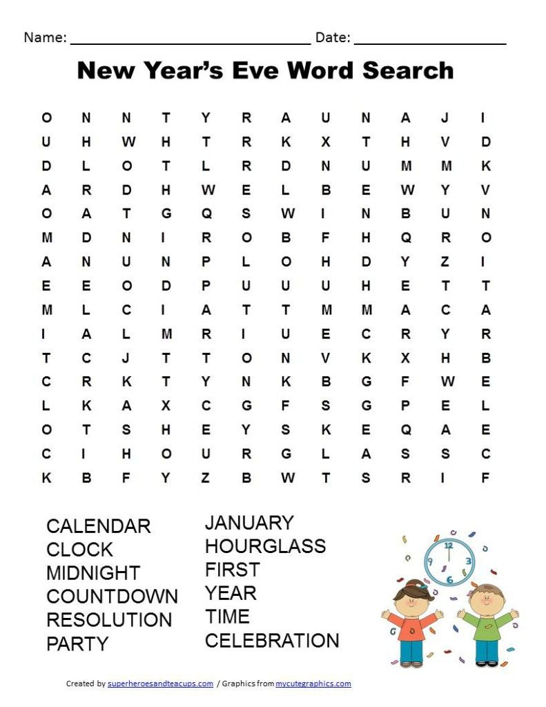 Free Printable - New Year&amp;#039;s Eve Word Search | New Years | Kids New - Free Printable Word Finds