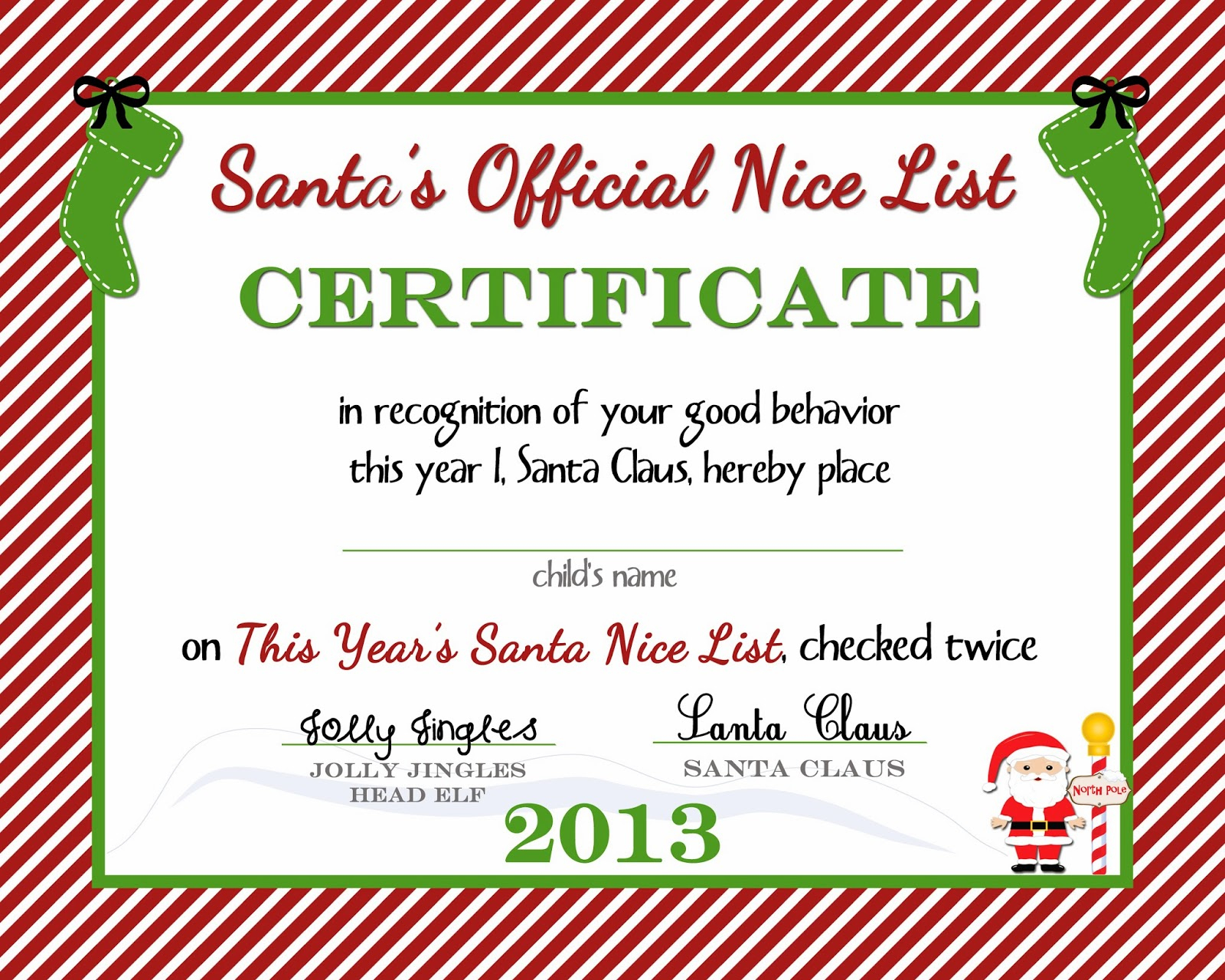 Free Printable) Nice List Certificate From The North Pole - A - Good Behaviour Certificates Free Printable