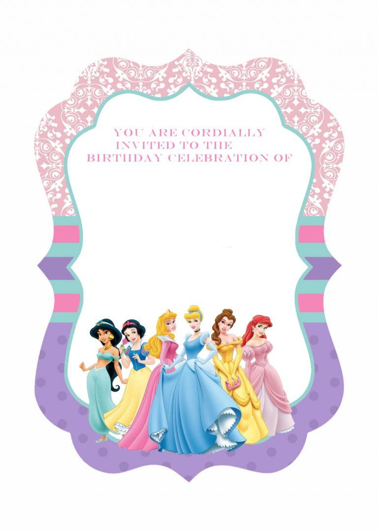 Free-Printable-Ornate-Disney-Princesses-Invitation-Template | Disney - Disney Princess Free Printable Invitations