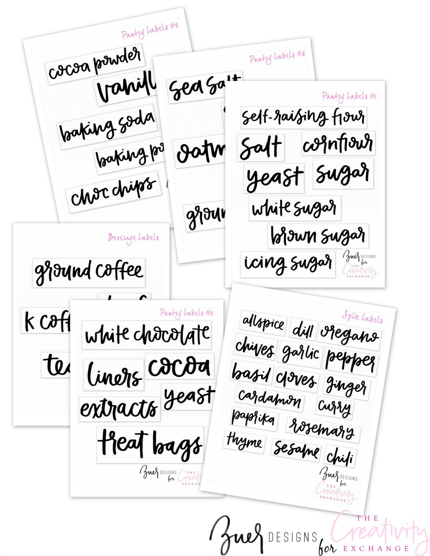 Free Printable Pantry Labels: Hand Lettered - Free Printable Pantry Labels