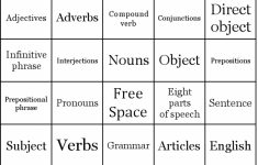 Free Printable Parts Of Speech Bingo