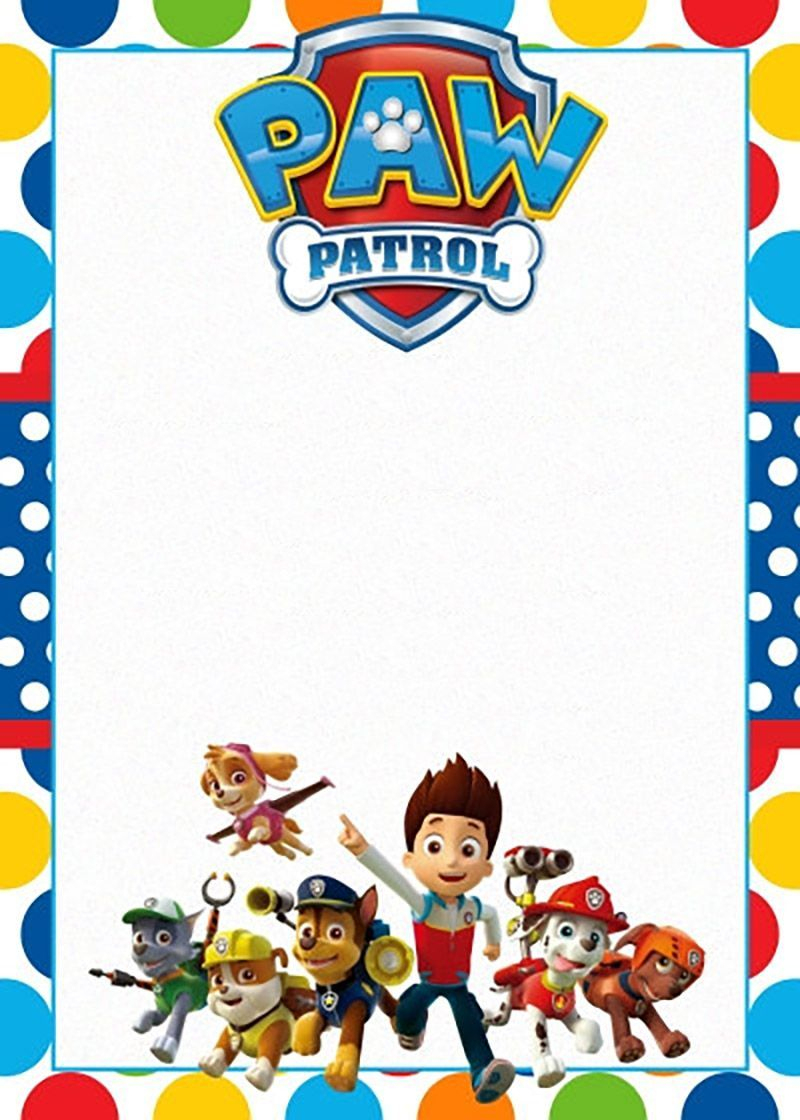 Free Printable Paw Patrol Invitation Template | Background Fun In - Free Printable Paw Patrol Invitations