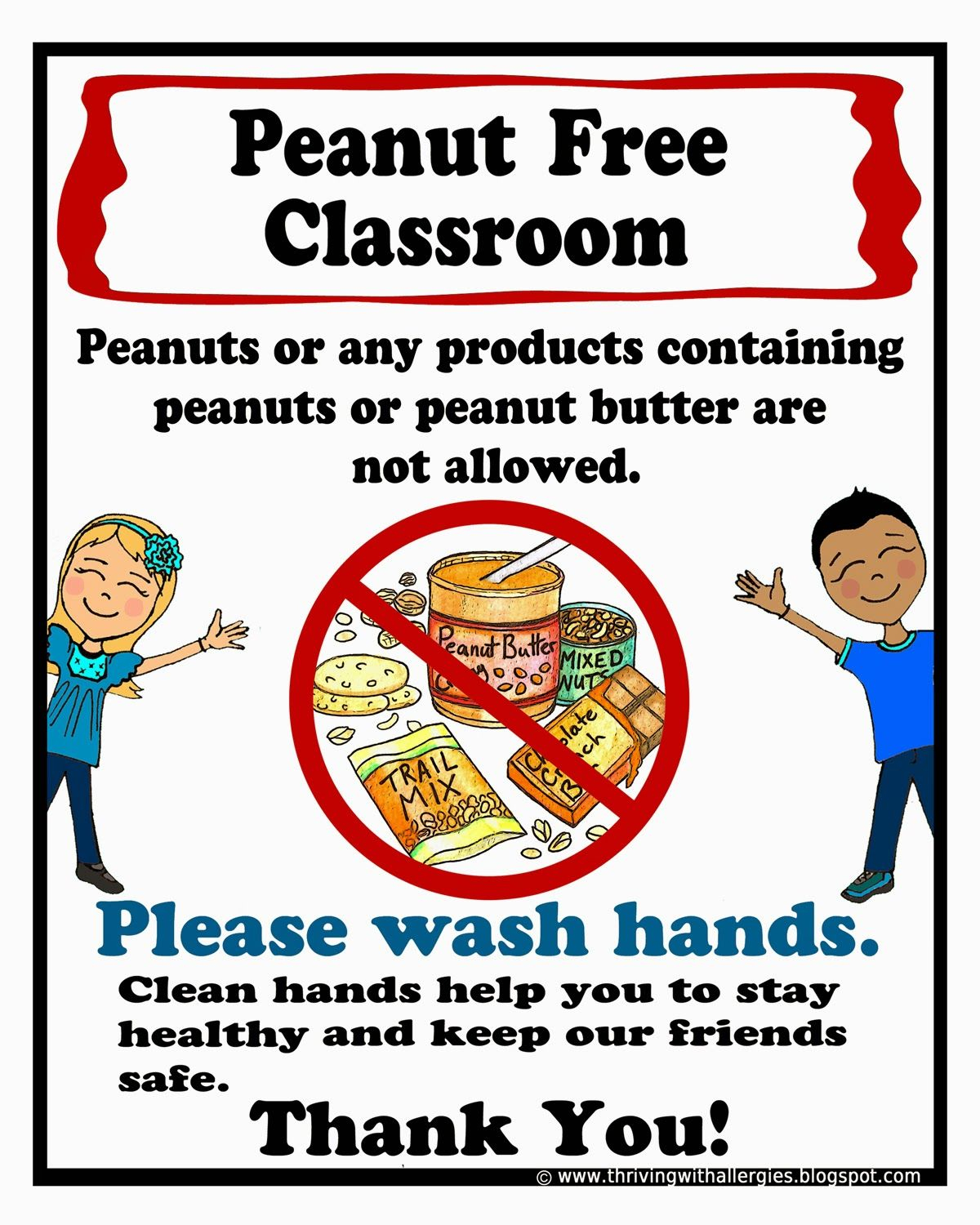 Free Printable Peanut Free Classroom Poster 8X10 | Peanut/tree-Nut - Printable Nut Free Signs