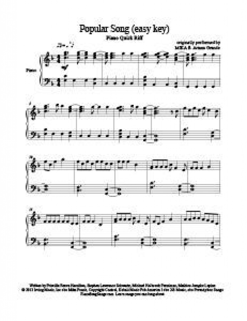 Free Printable Piano Sheet Music For Popular Songs In Free Printable - Piano Sheet Music For Beginners Popular Songs Free Printable