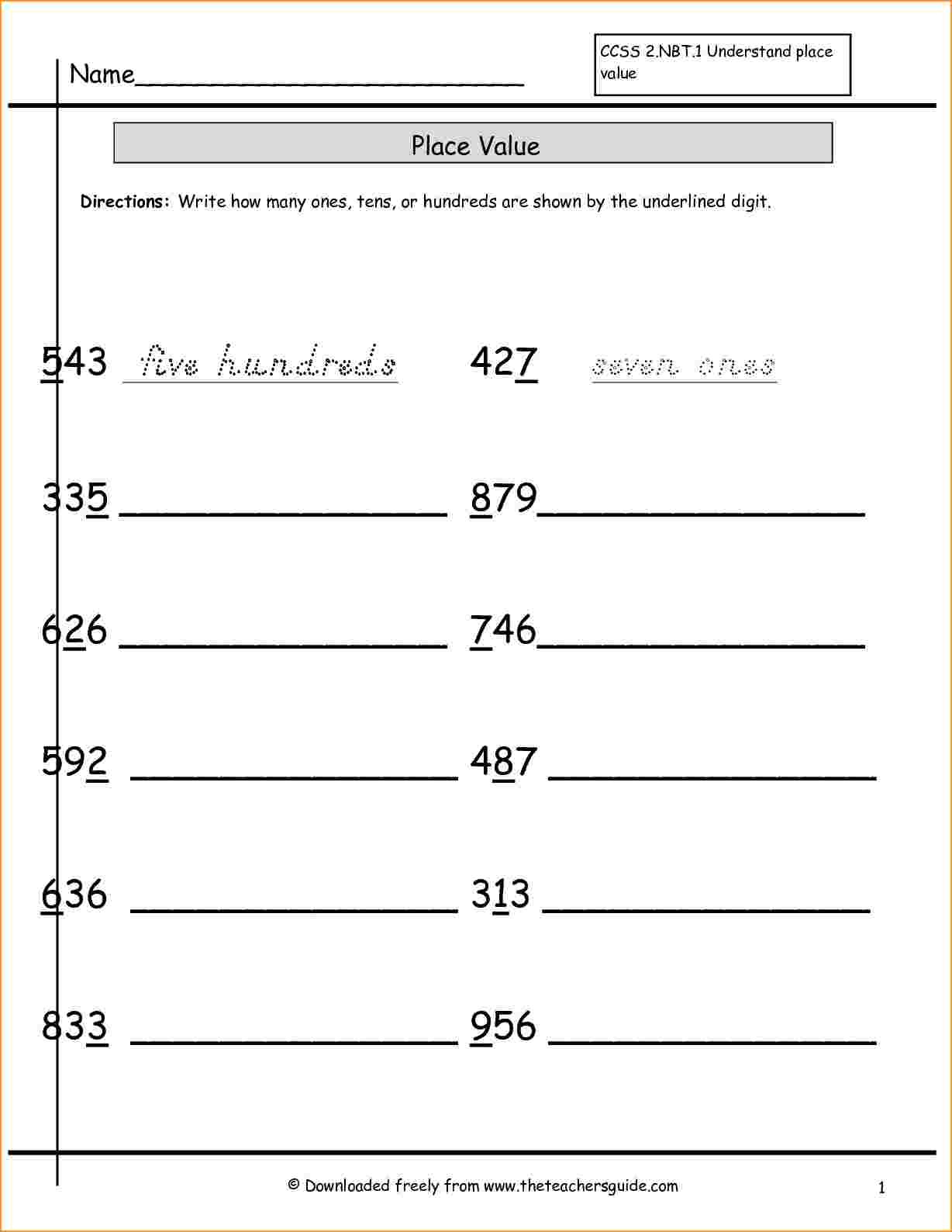 Free Printable Place Value Chart Best Of Place Value Worksheets For - Free Printable Place Value Chart