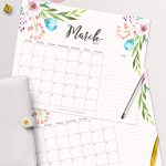 Free Printable Planner   2017 March Calendar With Beautiful   Free Printable Agenda 2017