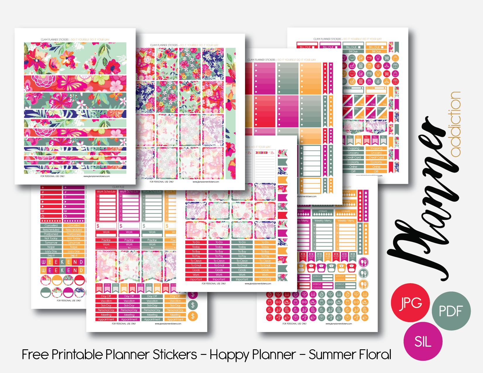 Free Printable Planner Stickers – Planner Addiction - Happy Planner Free Printable Stickers