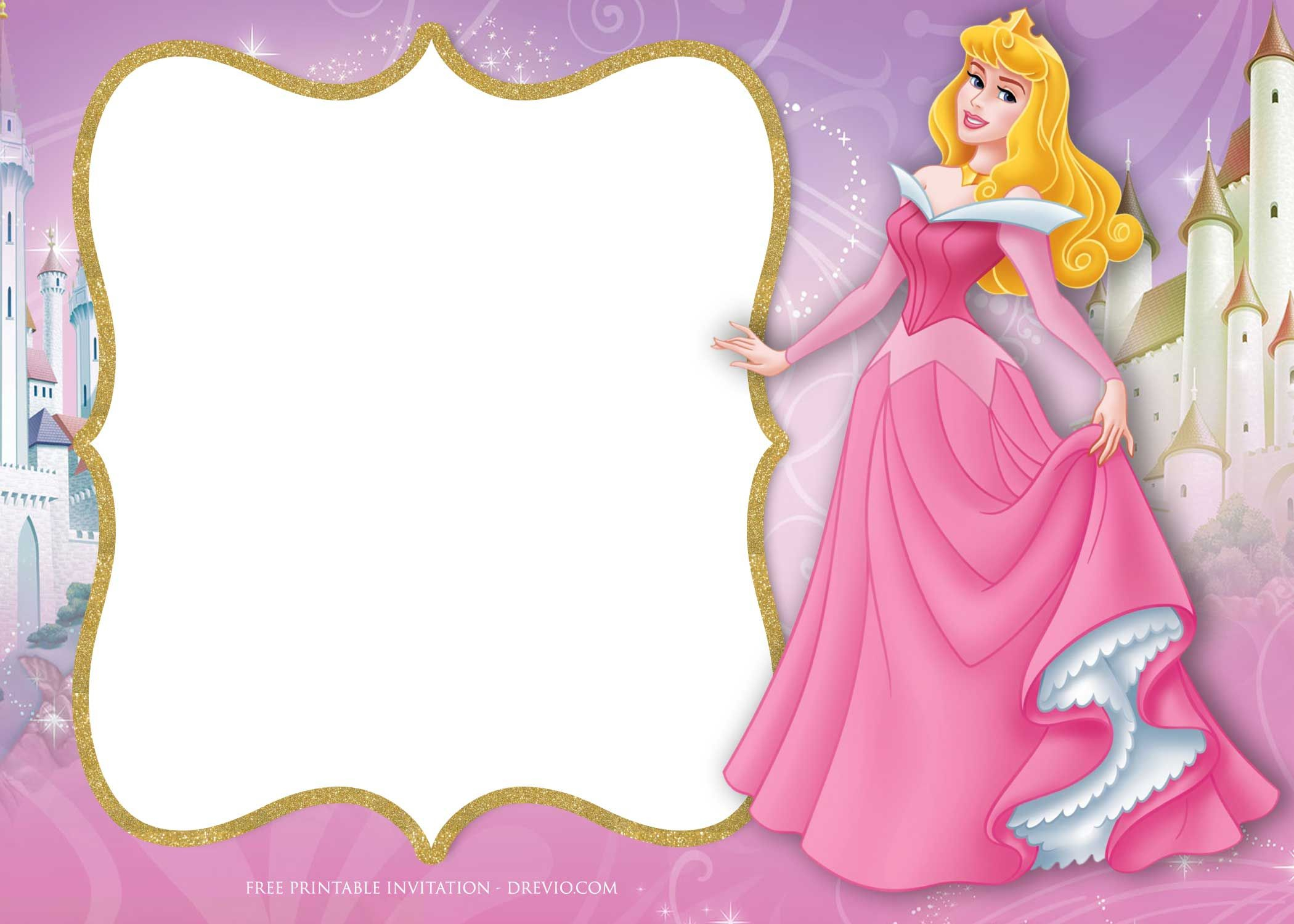 Free Printable Princess Aurora Sleeping Beauty Invitation - Free Printable Princess Invitations