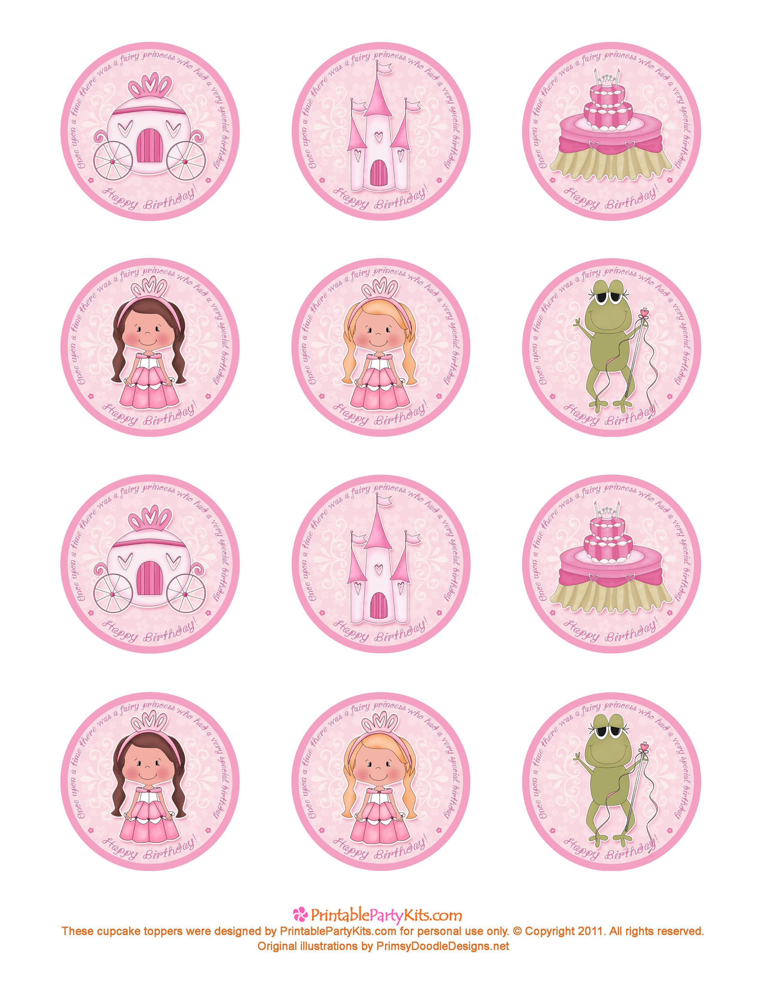 Free Printable Princess Birthday Cupcake Toppers | Printable Party - Free Printable Barbie Cupcake Toppers