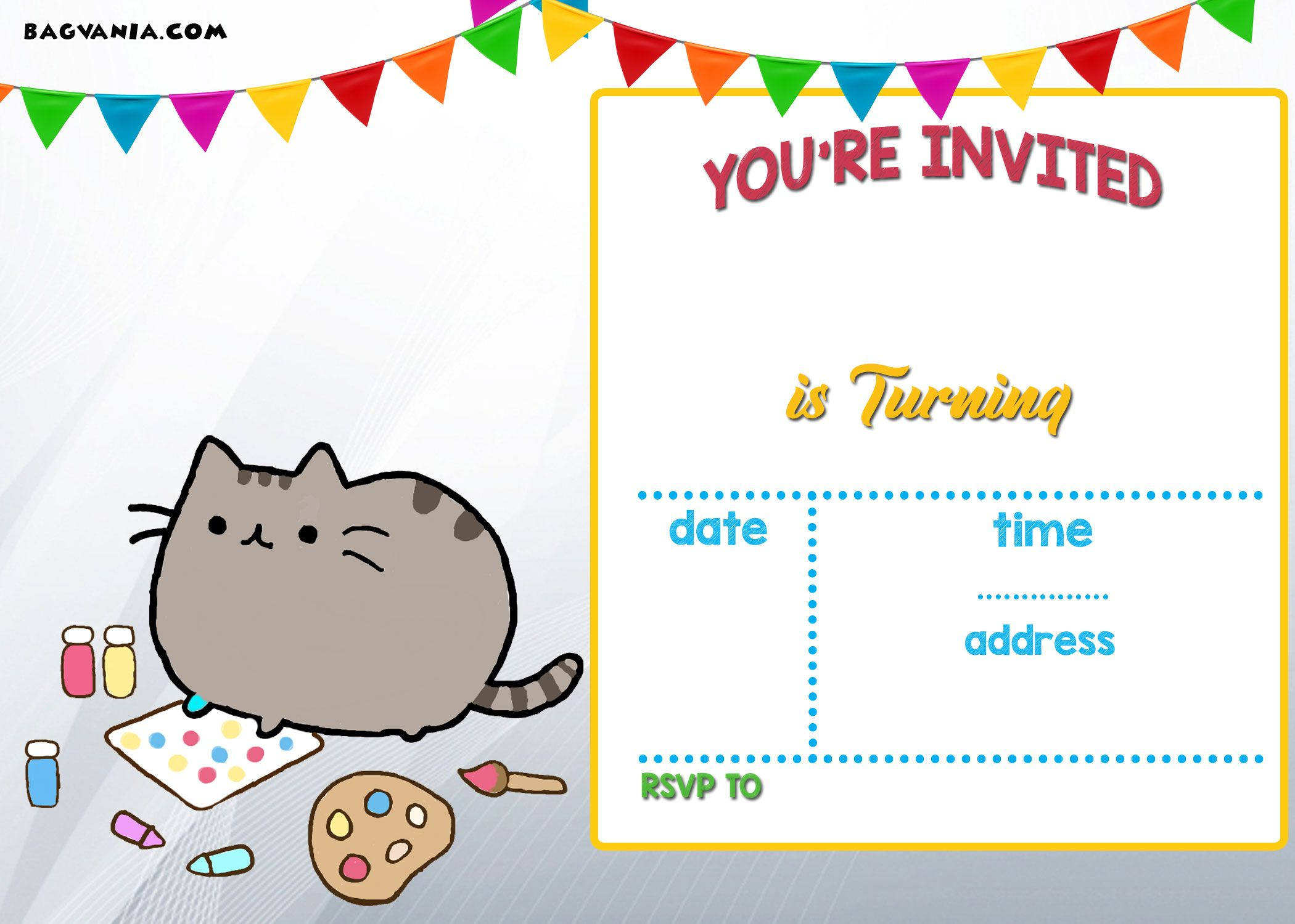 Free Printable Pusheen Birthday Invitation | Free Printable - Free Printable Kitten Birthday Invitations