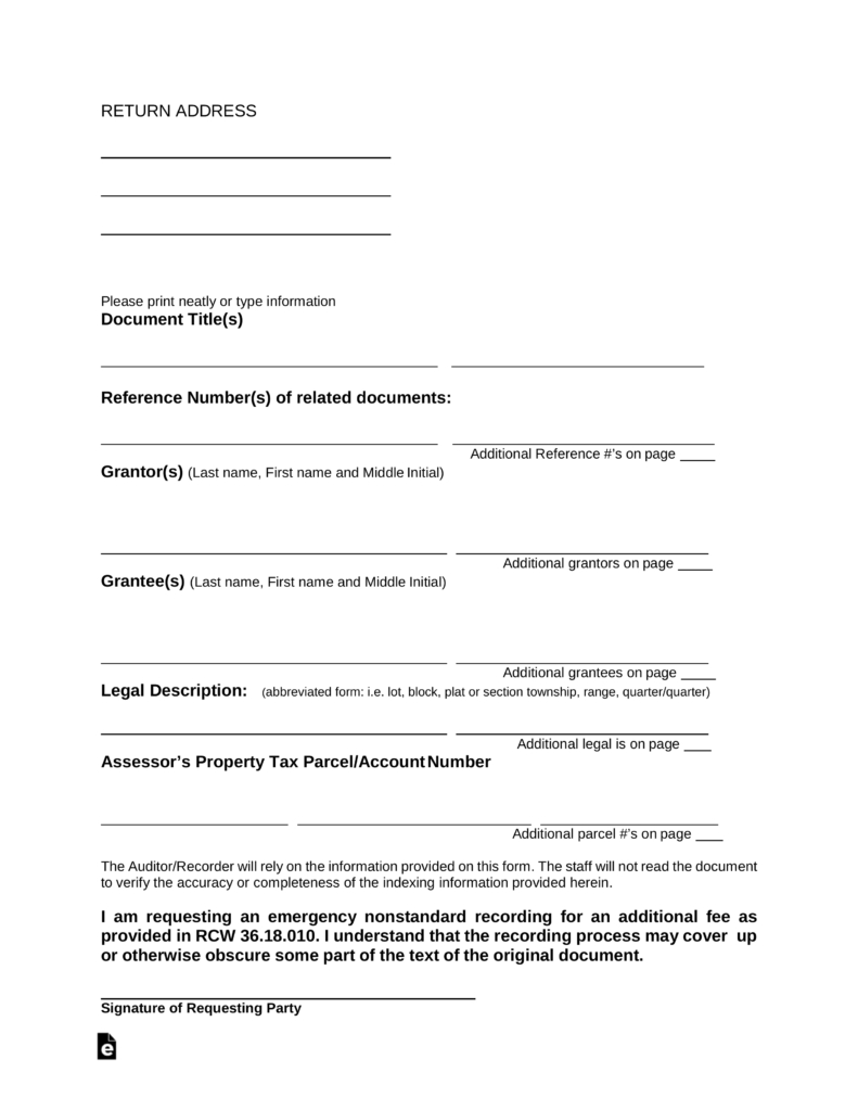 Free Printable Quit Claim Deed Washington State Form | Download Them - Free Printable Quit Claim Deed Washington State Form