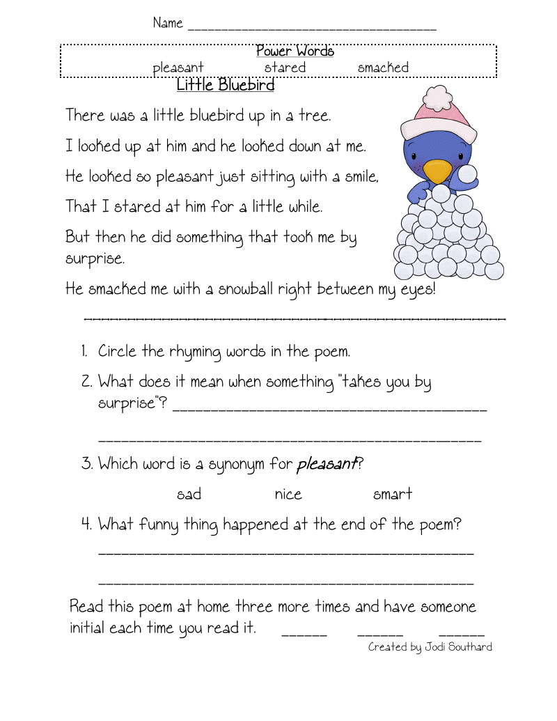 Free Printable Reading Comprehension Worksheets For Kindergarten - Free Printable Reading Worksheets