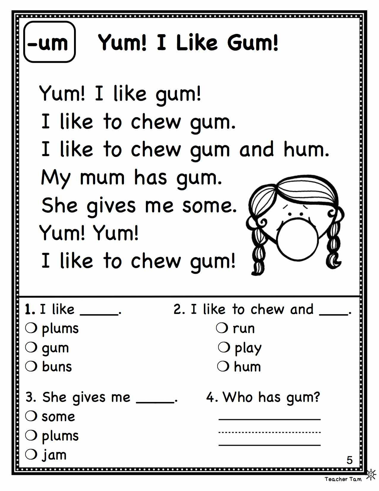 Free Printable Reading Worksheets For 1St Grade First Grade Reading - Free Printable Worksheets For 1St Grade