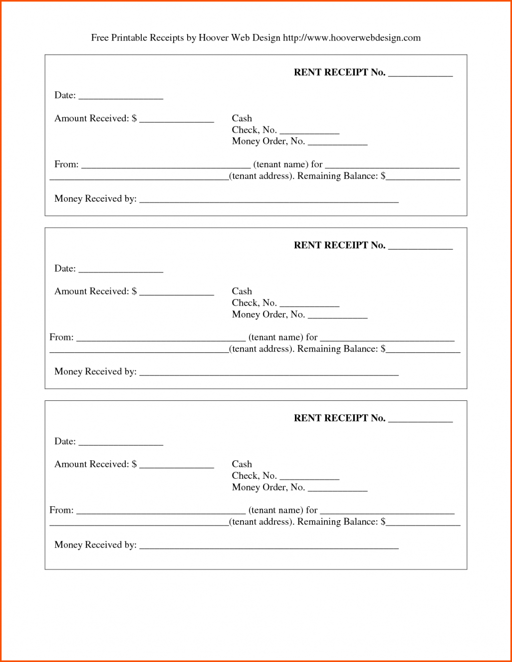 Free Printable Receipt Template | Backmentor - Free Printable Rent Receipt