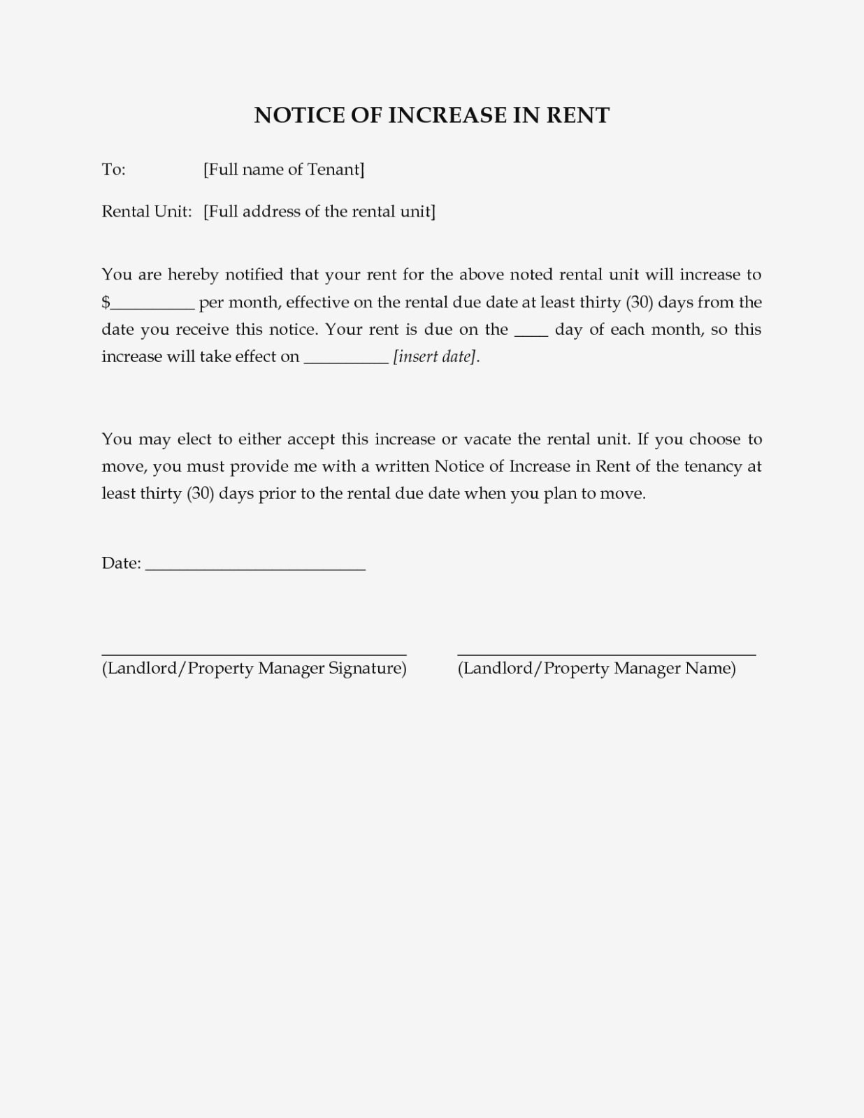 Free Printable Rent Increase Letter | Sample Documents – Free - Free Printable Rent Increase Letter